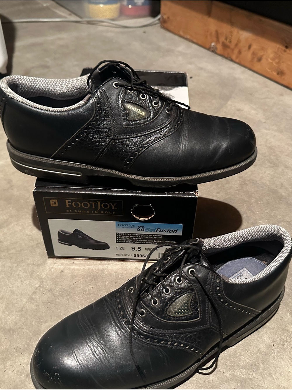 FootJoy Black Leather Men's Oxford Golf Shoes